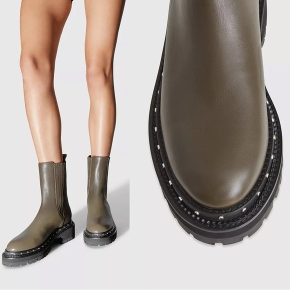Rebecca Minkoff Nora Studded Chelsea Boot In Olive Green